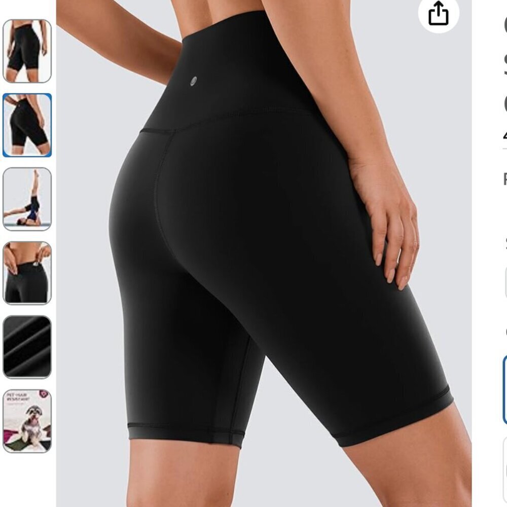 EUC CRZ YOGA XS Naked Feeling Biker Shorts 8 Inches High Waisted Black